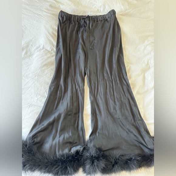SLEEPER black pajama pants with feather trim - Picture 2 of 3